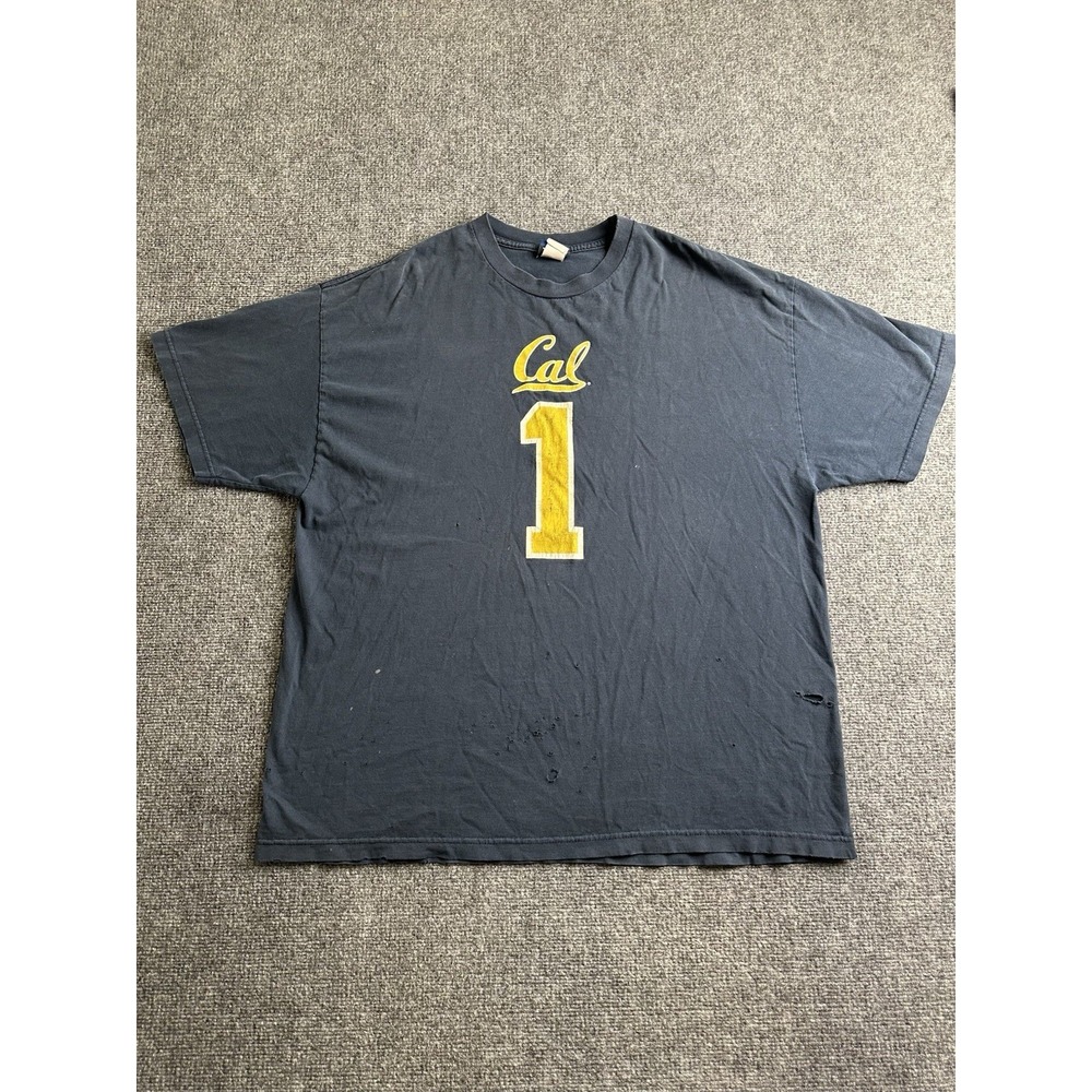 Mens Cal Golden Bears #1 Vintage Faded Distressed Graphic T-Shirt, Size 2XL